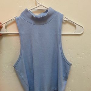 Mock neck blue crop top